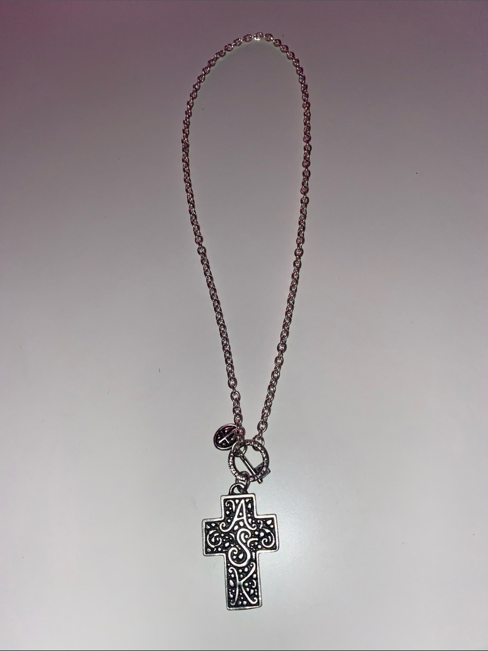 Silver-Tone Filigree Cross Pendant Necklace - Women